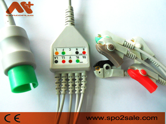 Cavo connessione diretta 5 della clip compatibile ECG del cavo di Spacelabs